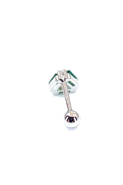 La femme by begum Three Green Baguette Triangle Silver Back Ball Rotating Piercing,helix,flat,conch,tragus etc