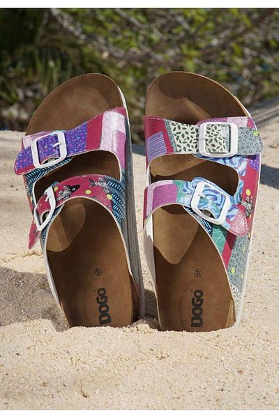 Dogo Women's Vegan Leather Purple Slippers - Patch Fish Design