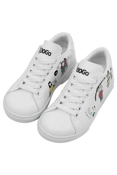Dogo Pantofi albi din piele vegană pentru copii unisex - Design de petrecere