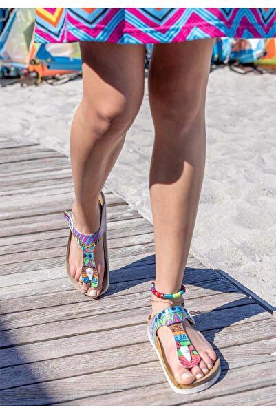 Dogo Дамски веган кожени многоцветни джапанки - дизайн на цветовете на шарките