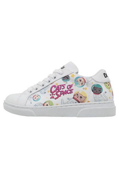 Dogo Pantofi albi din piele vegană pentru copii unisex - Design Cats Of Space