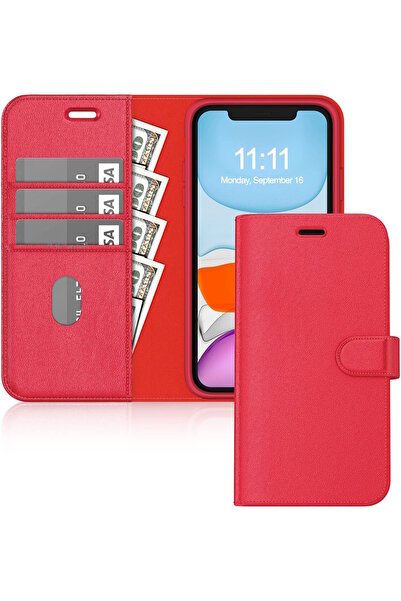 m.tk moveteck Apple İphone 11 Kılıf Tam Kaplar Deri Dokulu Kapaklı Kartvizit ...