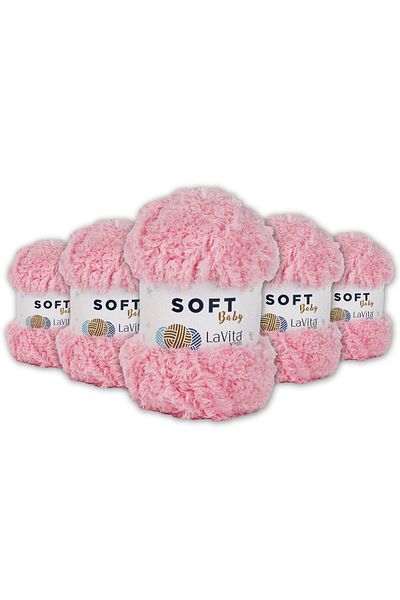 LaVita Yarn Μαλακό βελούδινο νήμα Amigurumi 5 Pack Πλεκτό στο χέρι νήμα Taka Yarn (4007-Bebe Pink)