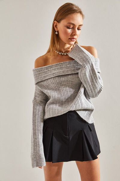 Bianco Lucci Kadın Degaje Yaka Kazak