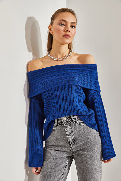 Bianco Lucci Dámský svetr s volánkovým límečkem