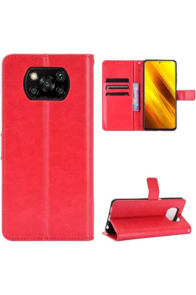 m.tk moveteck Xiaomi Poco X3 - X3 Pro Kılıf Tam Kaplar Deri Dokulu Kapaklı Ka...