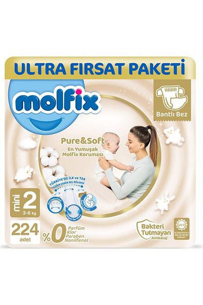 Molfix Pure & Soft Baby Diapers Mini 2 No 112 Li X 2 Pieces
