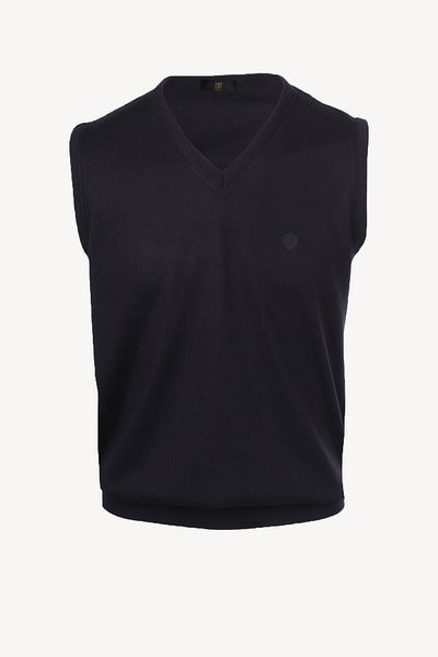 Ysf Men's Navy Blue Classic V-Neck Knitwear Sweater