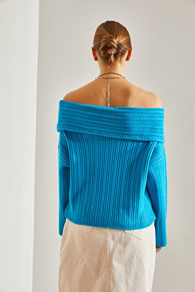 Bianco Lucci Dámský svetr s volánkovým límečkem