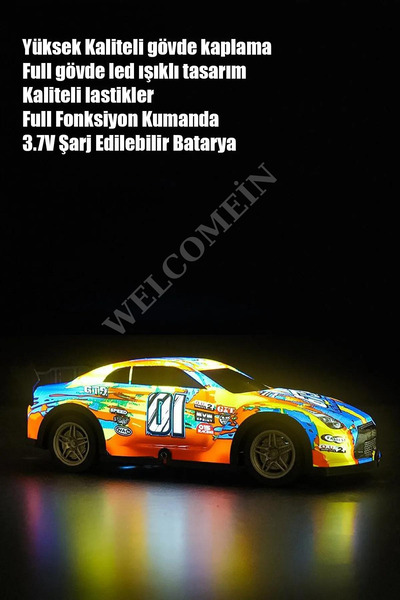 welcomein 2.4 Ghz RC Full Fonksiyon LED Işıklı Gövde 1:22 Şarjlı Uzaktan Kumandalı Drift Arabası