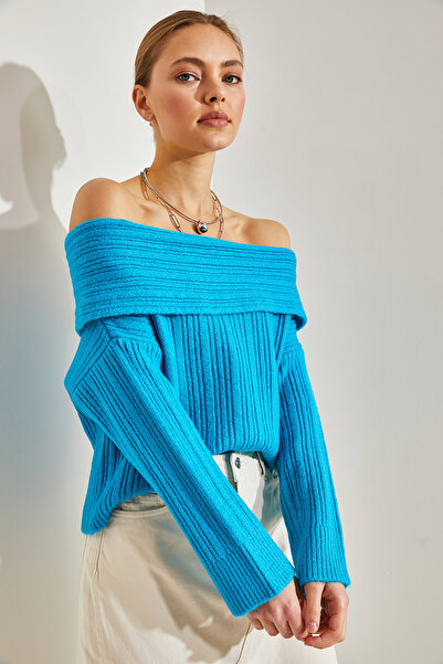 Bianco Lucci Dámský svetr s volánkovým límečkem