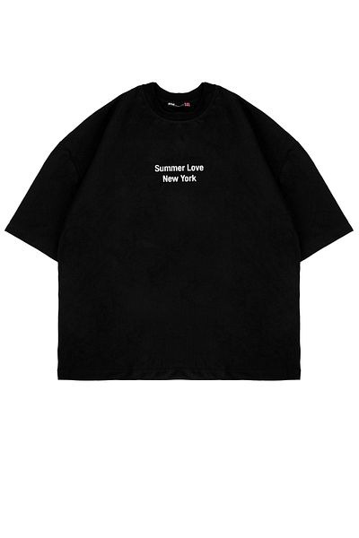 Sekizbiraltı Unisex Oversize Μαύρο T-Shirt - Summer Love Back Printed