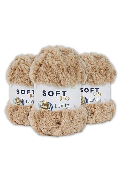 LaVita Yarn Soft Baby Velvet Yarn Amigurumi 3 Pack Hand Knitting Yarn Taka Yarn (7119-Sand) Taka Yarn