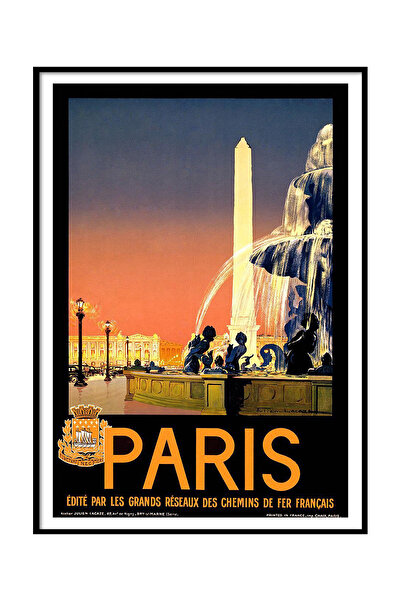 Beril Yamaç Design Studio Reproducere de poster vintage de călătorie la Paris, artă de poster vintage