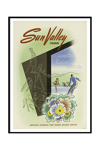 Beril Yamaç Design Studio Idaho Travel Vintage Poster Reproducere Artă Poster...