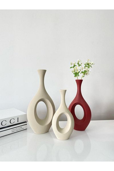 stilinbu Set de 3 vase ceramice boeme hitite - BEJ BORDO BEJ H253035
