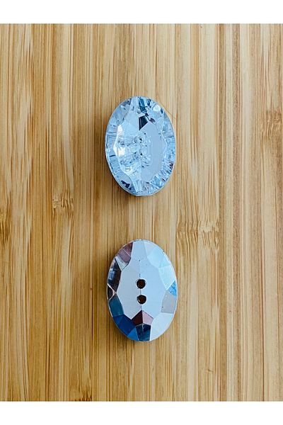 Öztürk Crystal plastic oval button with stone look2 pieces