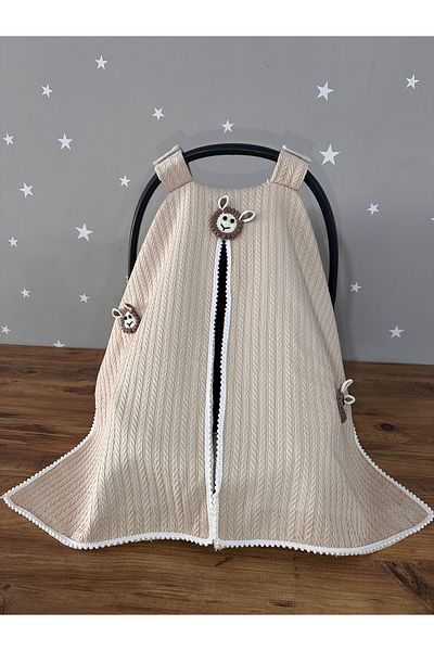 Jaju Baby Beige Knitted Fabric Organic Lamb Design Stroller Cover