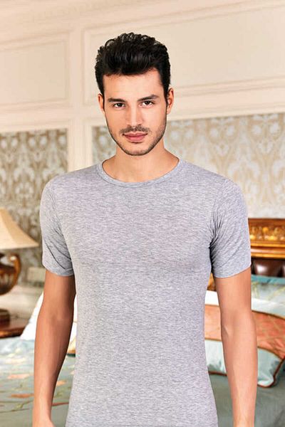 Berrak Men's Lycra Short Sleeve Crew Neck Undershirt 1 Piece