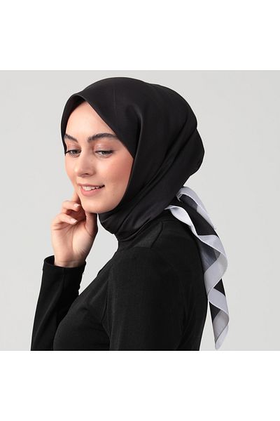 ipekistanbul Βαμβακερό μεταξωτό κασκόλ - Μονόχρωμο - Μαύρο