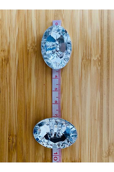 Öztürk Crystal plastic oval button with stone look2 pieces