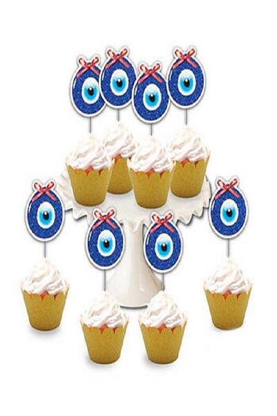 Kazanabil 8-Piece Evil Eye Bead Themed Silvery EVA DELUX PARTY SHARDS