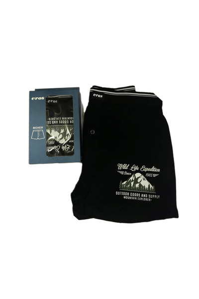 Eros Sol Paça Baskılı Boxer Siyah