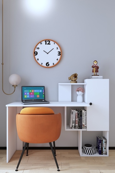 mobilanka Newton Kitaplıklı Çalışma Masası Beyaz