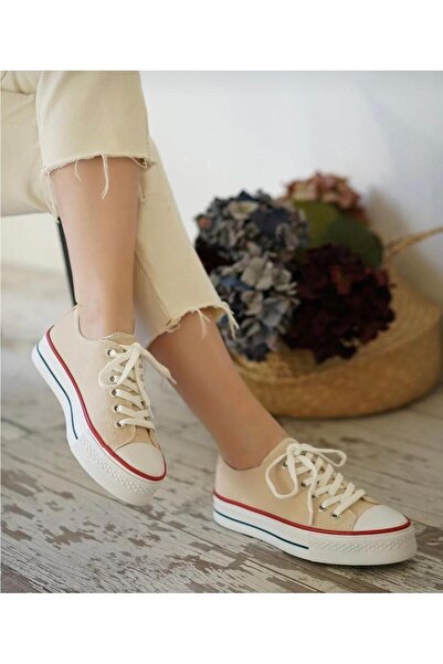 BY İMİS SHOES Kalın Taban Kısa Keten Sneaker