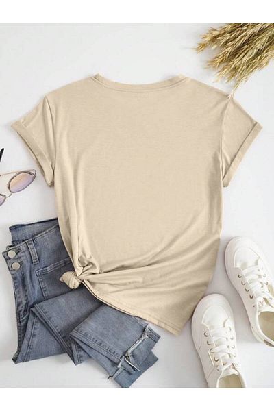 MAGORS Μπλουζάκι μπεζ Oversize με στάμπα μελανίνης