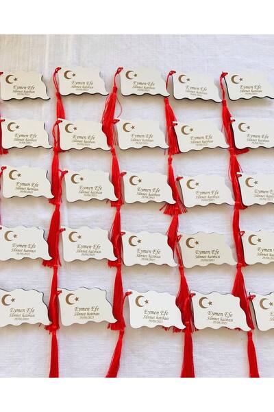 Roseart Bayrak Desenli Ahşap Magnet Asker hatırası, Sünnet hatırası 25 adet