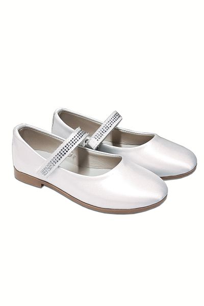 welissa Rochie de seara din satin alb din piatra balerini ortopedici pentru fete
