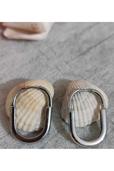 HKN AVM ACCESSORİES New Season Shiny Jewelled Oval Gold Earrings