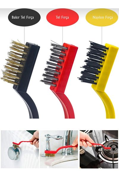 evinizin vitrini Wire Brush Set Set of 3, Hard Plastic Wire Brush
