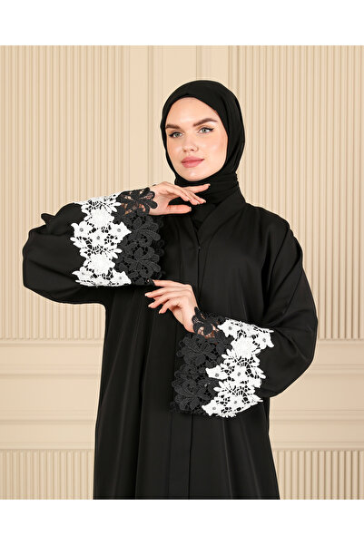 HALİL TÜRKER GENİŞ KOLU DANTELLİ FERACE & ABAYA