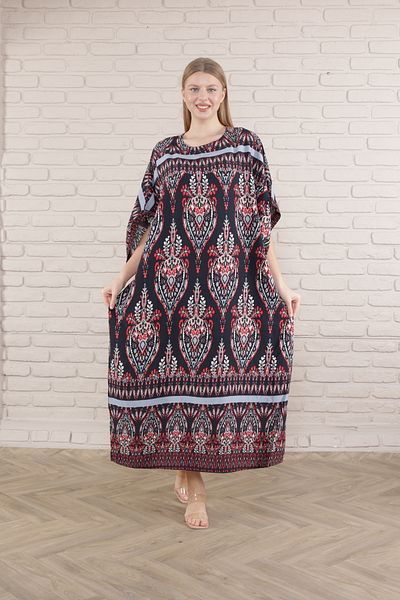 mervemoda Γυναικείο υφαντό φόρεμα με νυχτερίδα σε μεγάλο μέγεθος