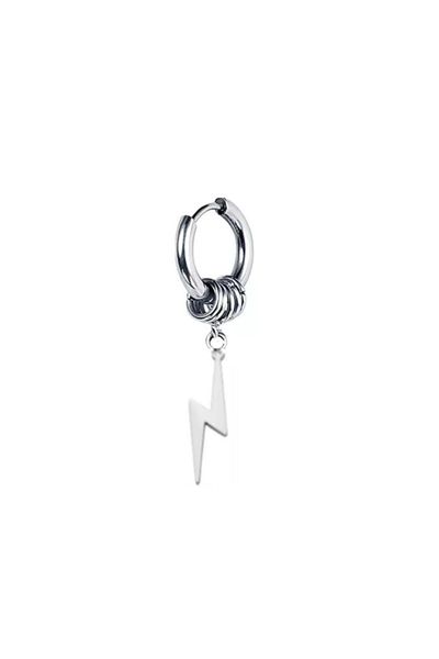 Jaida Moda Unisex 316l Surgical Steel Dangle Lightning Figure Hoop Earrings