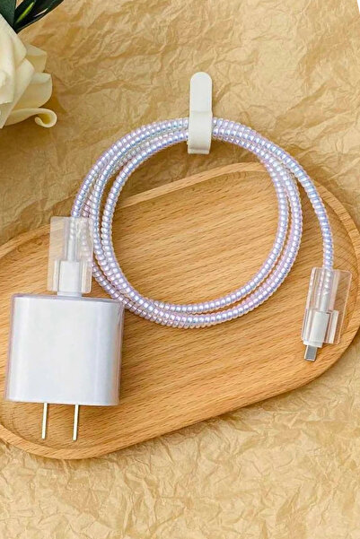 WANNA PROTECT Xiaomi 33w Uyumlu Şeffaf Şarj Başlığı Adaptörü Koruma Kablo Kor...
