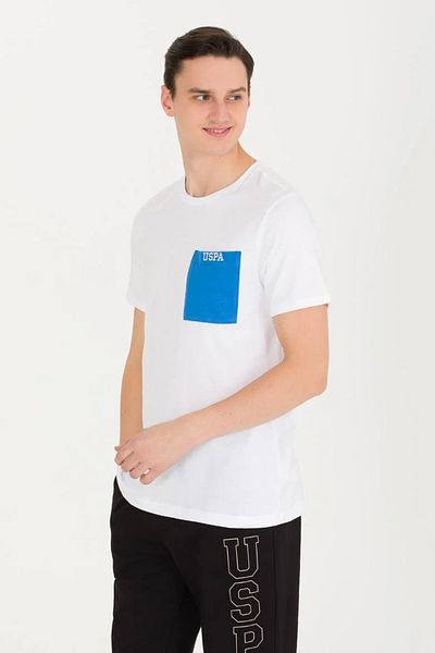 U.S. Polo Assn. Λευκό ανδρικό μπλουζάκι με λαιμόκοψη