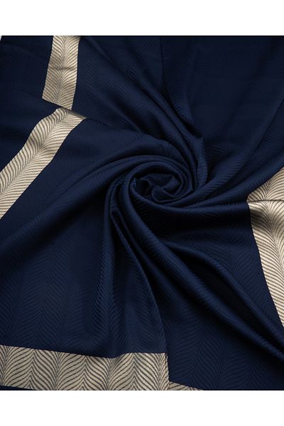 Scarf Gi Luxury Jacquard Shawl - 1 - Navy Blue -