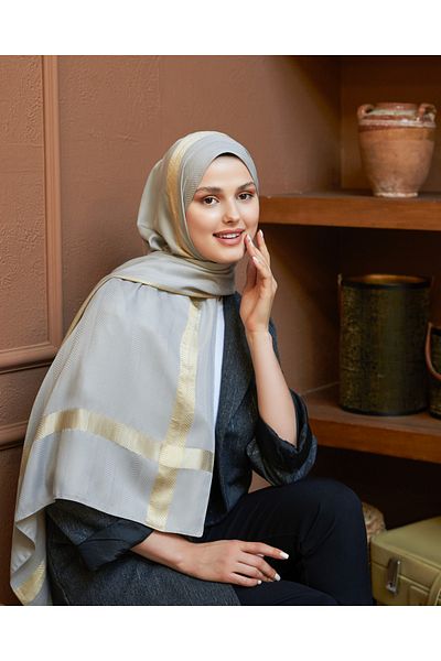 Scarf Gi Luxury Jacquard Shawl - 1 - Dingin Gray -