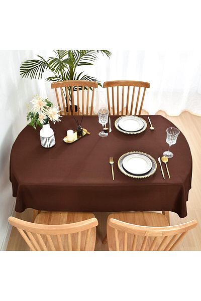 Zeren Home Устойчива на течности покривка за маса Carefree Oval, кафява, 160 x 240