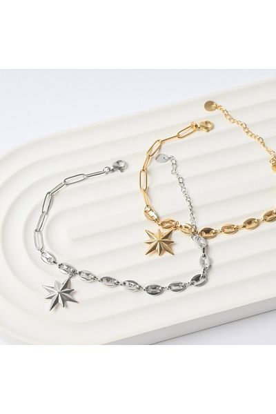 Neesa Steel Compass Star Bracelet