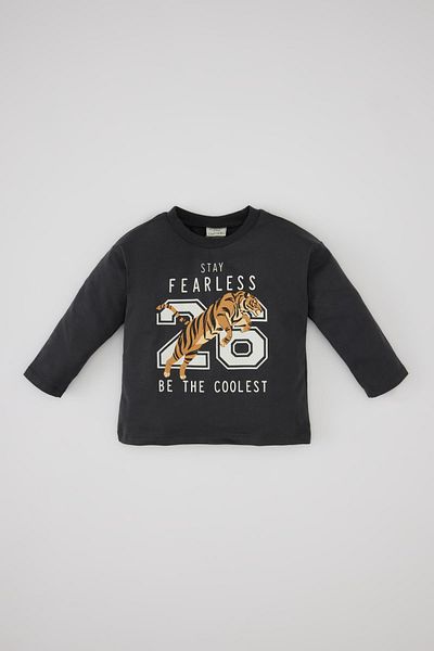 DeFacto Baby Boy Crew Neck Tiger Printed Combed Cotton Long Sleeve T-Shirt C0640a524sp