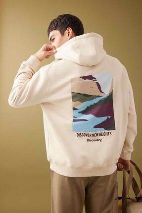 Defacto Discovery Channel Oversize Fit Kapu onlu Kal n Sweatshirt B4099ax24sp Fiyat Yorumlar Trendyol