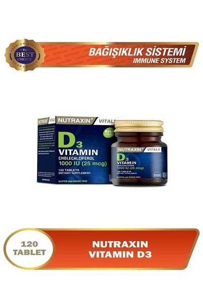 Nutraxin Vitamin D3 1000IU- 120 Tablets Food Supplement