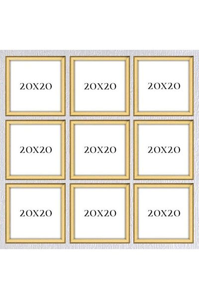 AS TİCARET Decorative Gold Frame Set 9 Pieces 20x20 with PVC Glass