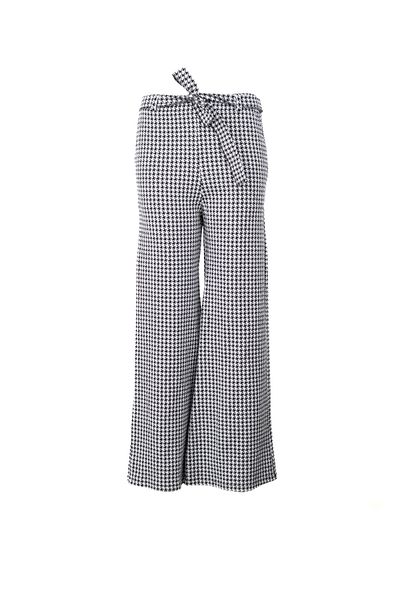 Oppland Pantaloni grosi de iarnă din bumbac tricotați pentru femei, cu model în carouri cu centură spaniolă, cu buzunare