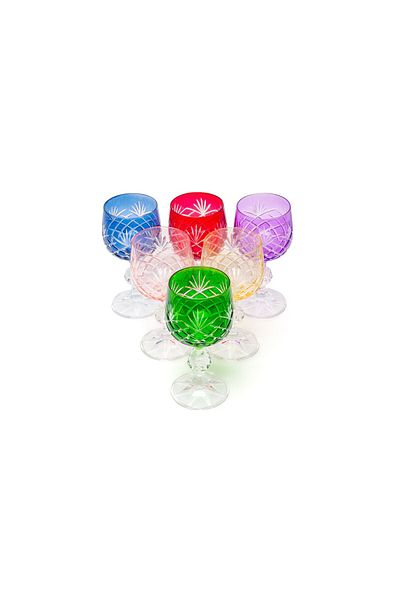 LEONARTE CASA Bohemia Crystal Lorenzo 150ml Colorful Cut Coffee Water Glass