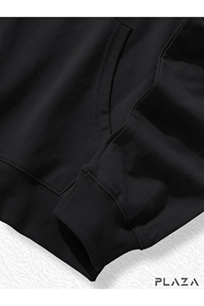 CANDEL Back To Future Світшот з принтом на спині, унісекс, чорний, з капюшоном, оверсайз